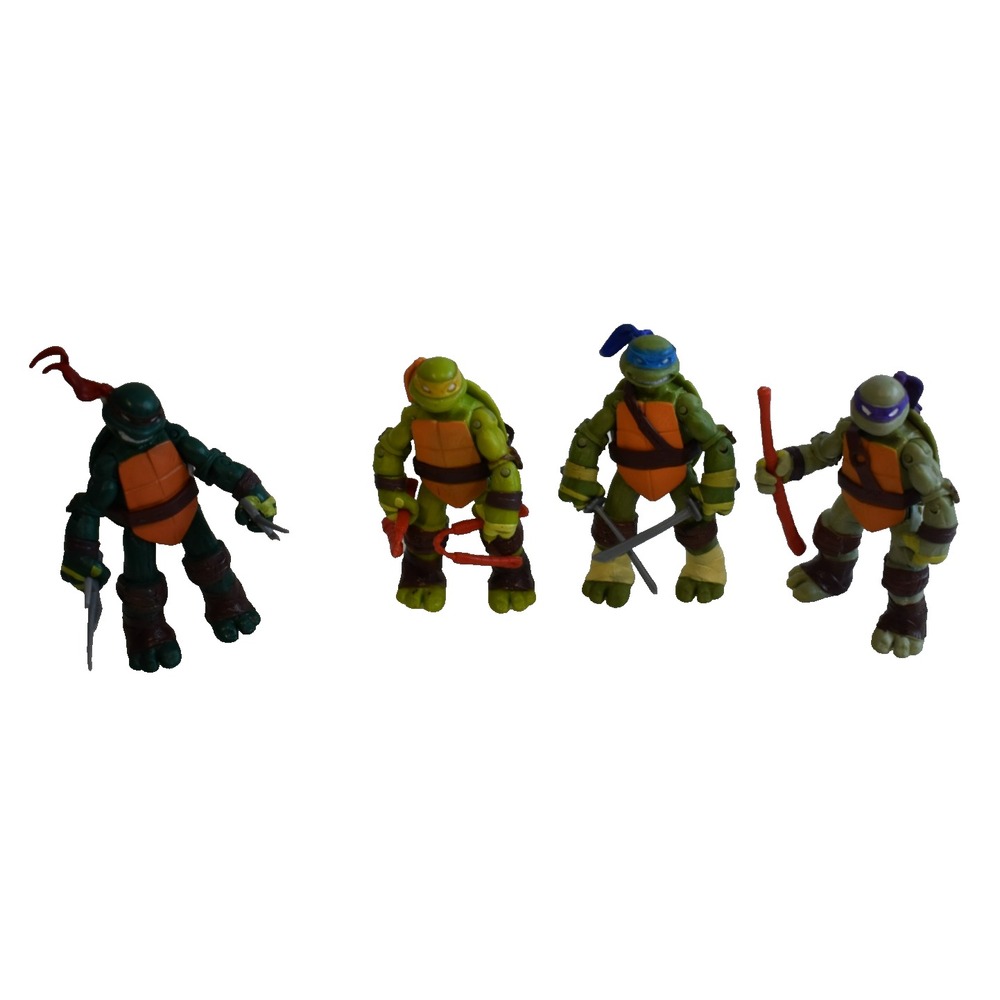TMNT 4.5" Set of 4 Action Figures Viacom 2012 Mispaint Error Factory Variants